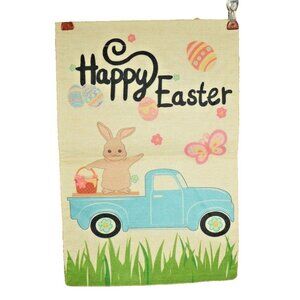 Happy Easter Welcome Garden Flag Double Sided Burlap 12 x 18 inches